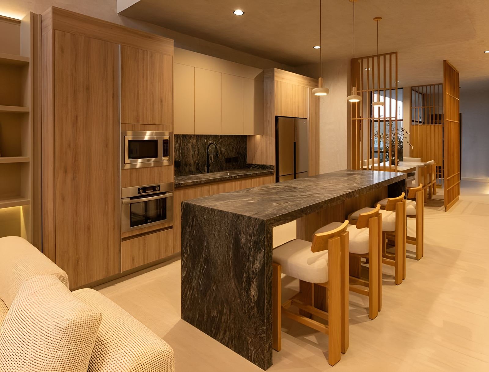 Cocina con acabados en madera